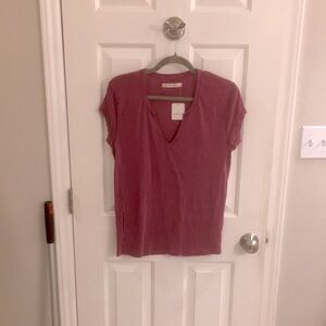 Free people women’s notch – neck short sleeve tee, sunfaded purple, XL
